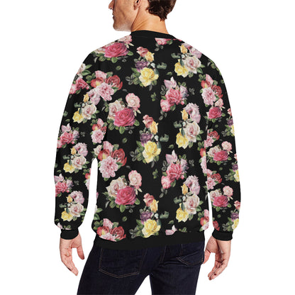 Rose Pattern Print Design RO010 Men Long Sleeve Sweatshirt