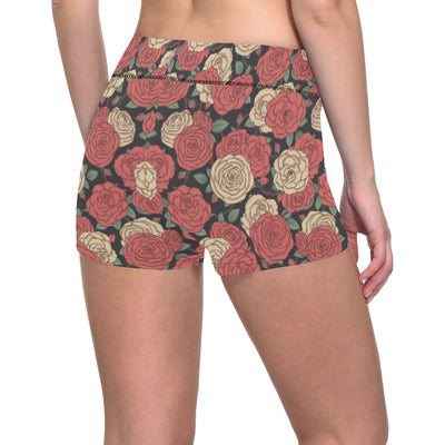 Camellia Pattern Print Design CM01 Yoga Shorts