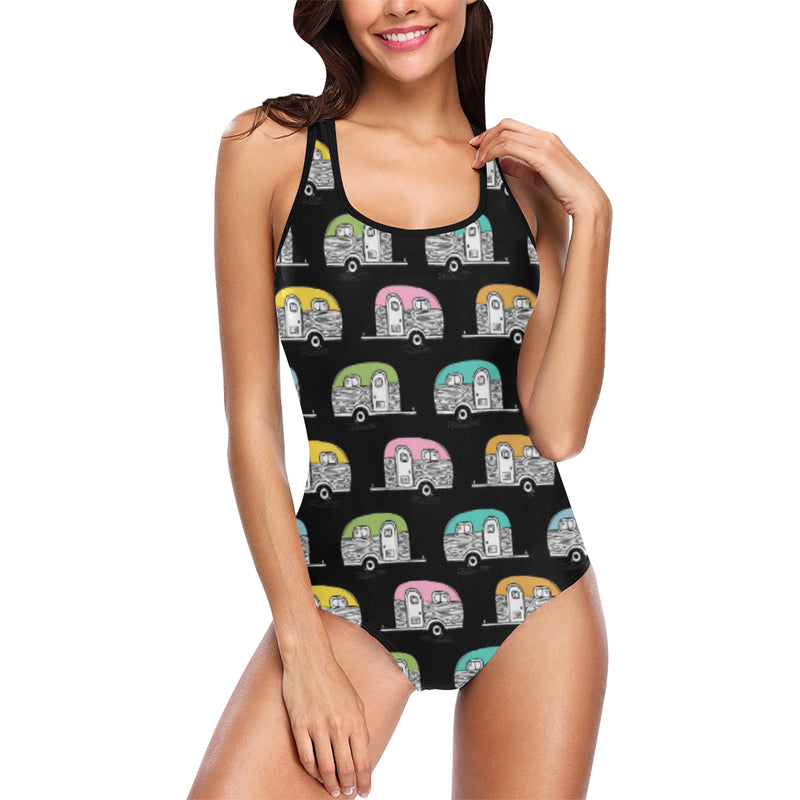 Camper Pattern Camping Themed No 2 Print Women Swimsuit