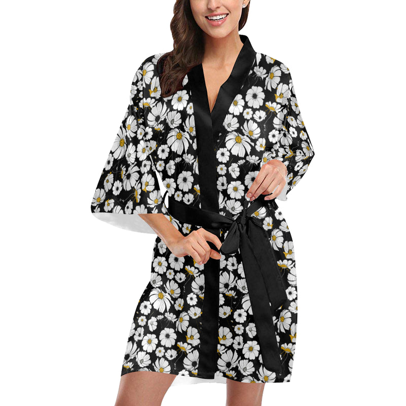 Daisy Pattern Print Design 02 Women's Short Kimono