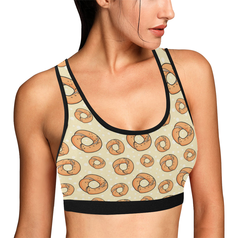 Bagel Pattern Print Design 03 Sports Bra