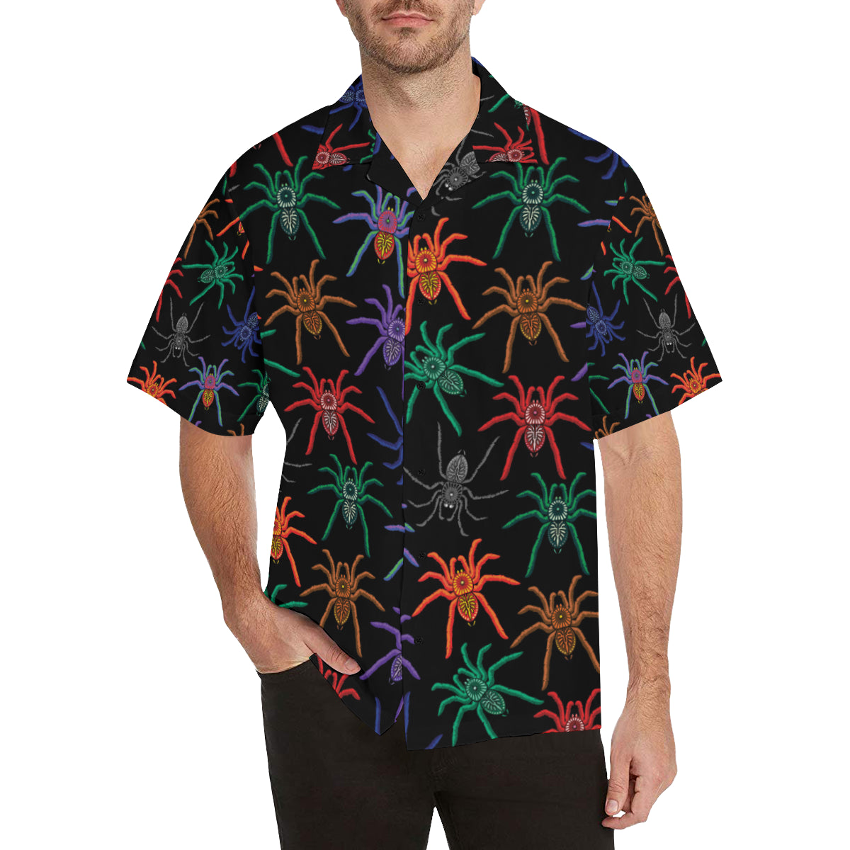 Tarantula Neon Color Pattern Print Design 03 Men's Hawaiian Shirt