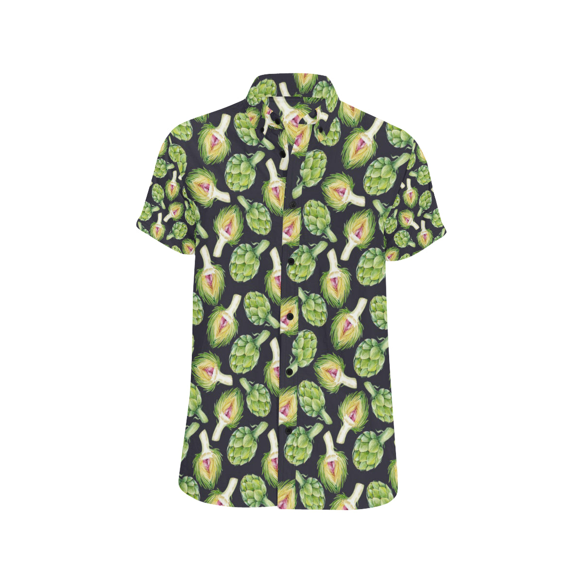 Artichoke Pattern Print Design 01 Men's Short Sleeve Button Up Shirt