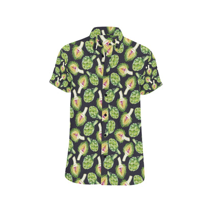 Artichoke Pattern Print Design 01 Men's Short Sleeve Button Up Shirt