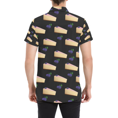 Cheesecake blueberry Pattern Print Design CK01 Men's Short Sleeve Button Up Shirt
