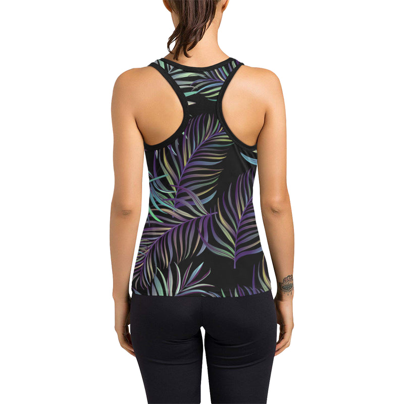 Tropical Palm Leaves Pattern Brightness Women's Racerback Tank Top