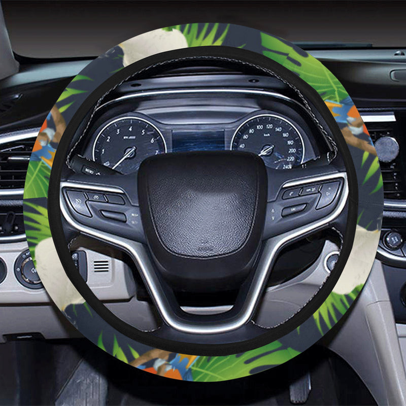 Parrot Pattern Print Design A03 Steering Wheel Cover with Elastic Edge