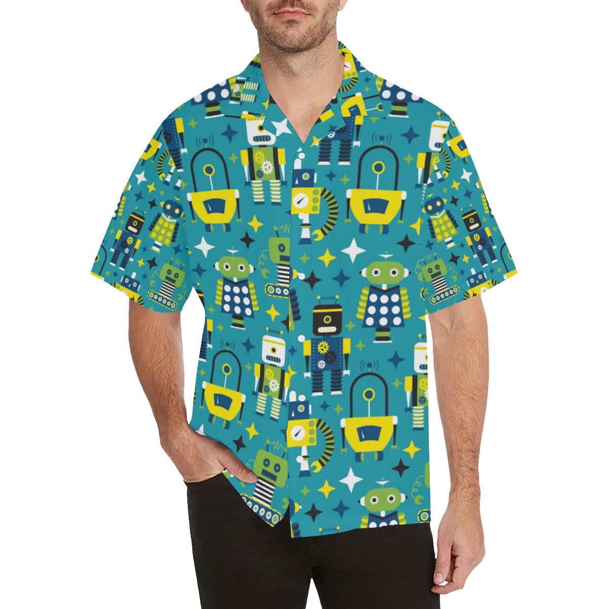 Robot Pattern Print Design A02 Men's Hawaiian Shirt