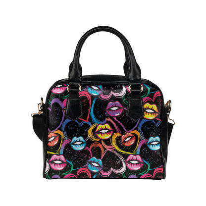 Pop Art Lip Pattern Print Design A03 Shoulder Handbag