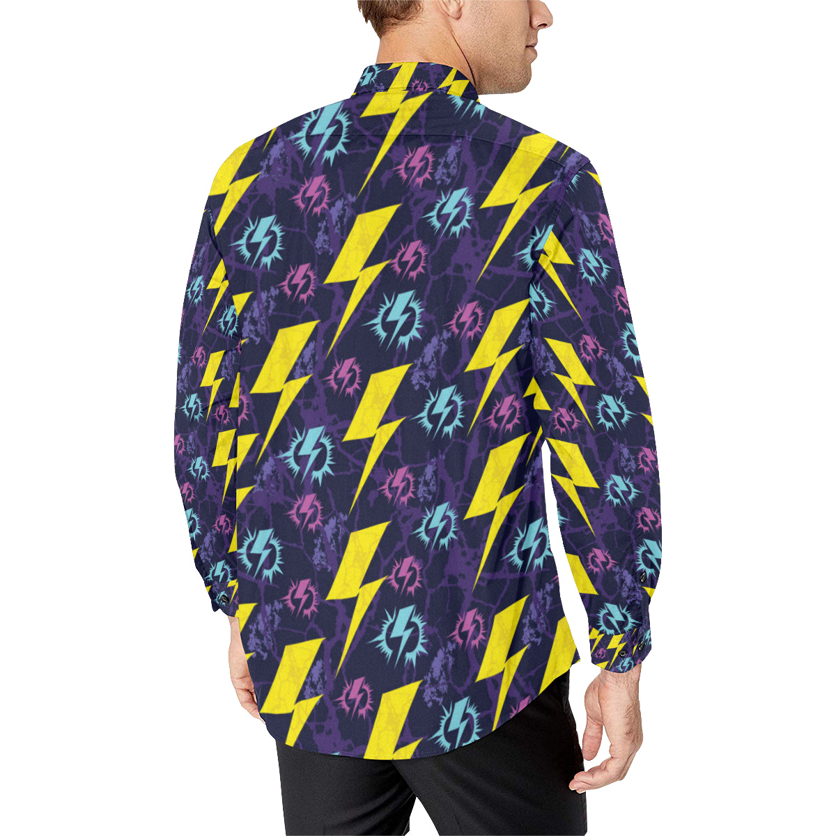 Lightning Thunder Pattern Print Design 01 Men's Long Sleeve Shirt