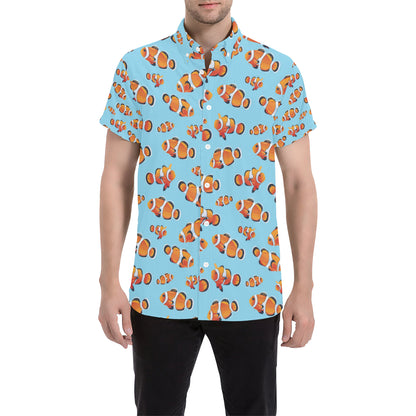 Clownfish Pattern Print Design 01 Men's Short Sleeve Button Up Shirt