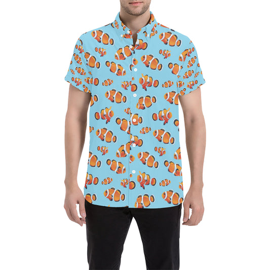 Clownfish Pattern Print Design 01 Men's Short Sleeve Button Up Shirt