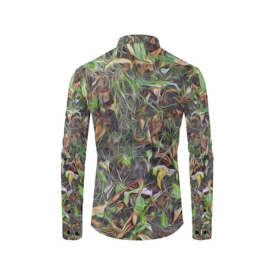 Camouflage Realistic Tree Print Men's Long Sleeve Shirt