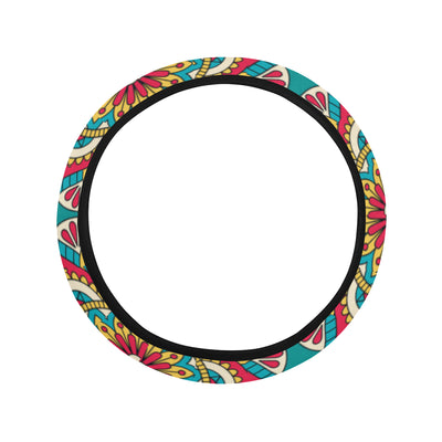 Mandala Pattern Print Design 03 Steering Wheel Cover with Elastic Edge