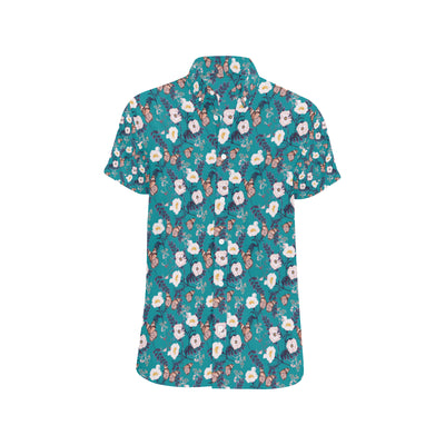 Butterfly Pattern Print Design 012 Men's Short Sleeve Button Up Shirt