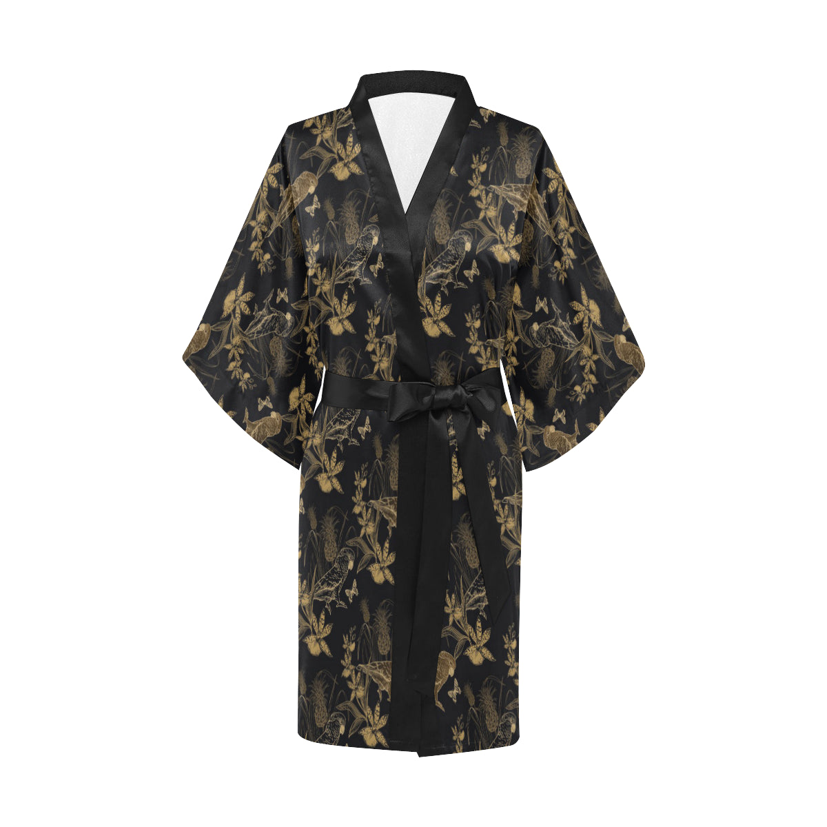 Parakeet Pattern Print Design A05 Women's Short Kimono