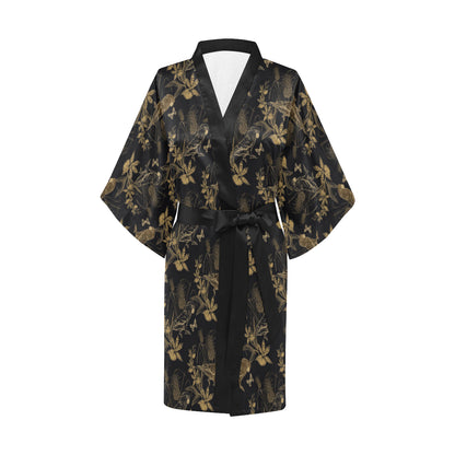 Parakeet Pattern Print Design A05 Women's Short Kimono