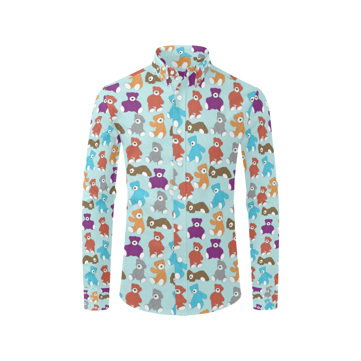 Bear Cute Pattern Print Design 03 Men's Long Sleeve Shirt