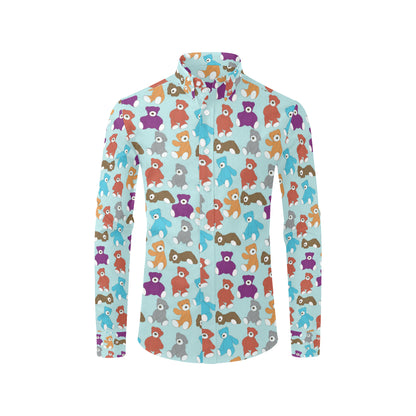 Bear Cute Pattern Print Design 03 Men's Long Sleeve Shirt