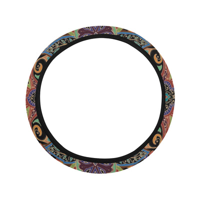 Bohemian Pattern Print Design 06 Steering Wheel Cover with Elastic Edge