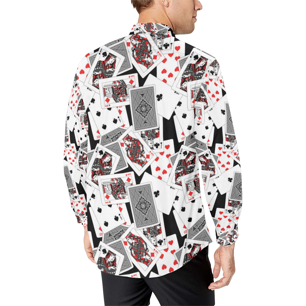 Poker Cards Pattern Print Design A04 Men's Long Sleeve Shirt