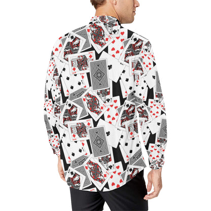 Poker Cards Pattern Print Design A04 Men's Long Sleeve Shirt