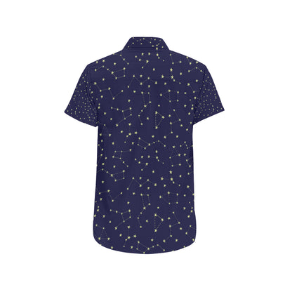 Constellation Pattern Print Design 02 Men's Short Sleeve Button Up Shirt