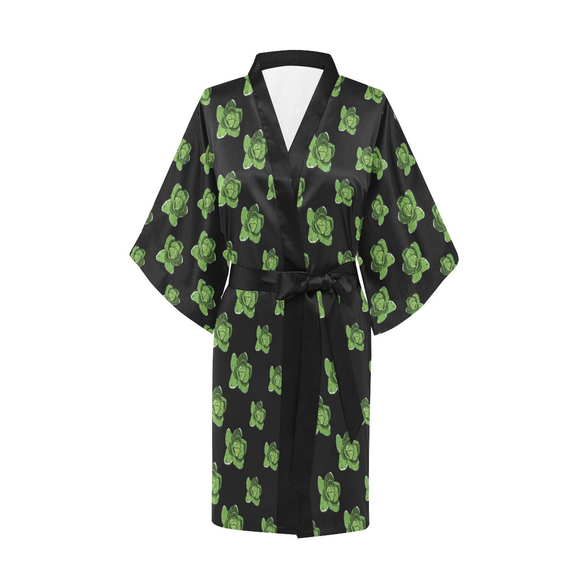 Cabbage Pattern Print Design 03 Women's Short Kimono