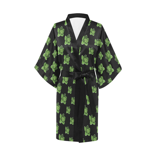 Cabbage Pattern Print Design 03 Women's Short Kimono