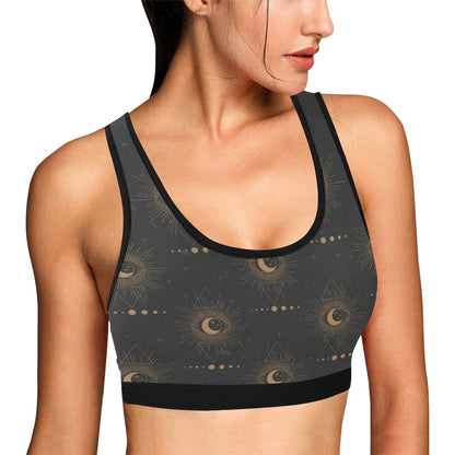 Moon Boho Pattern Print Design 02 Sports Bra