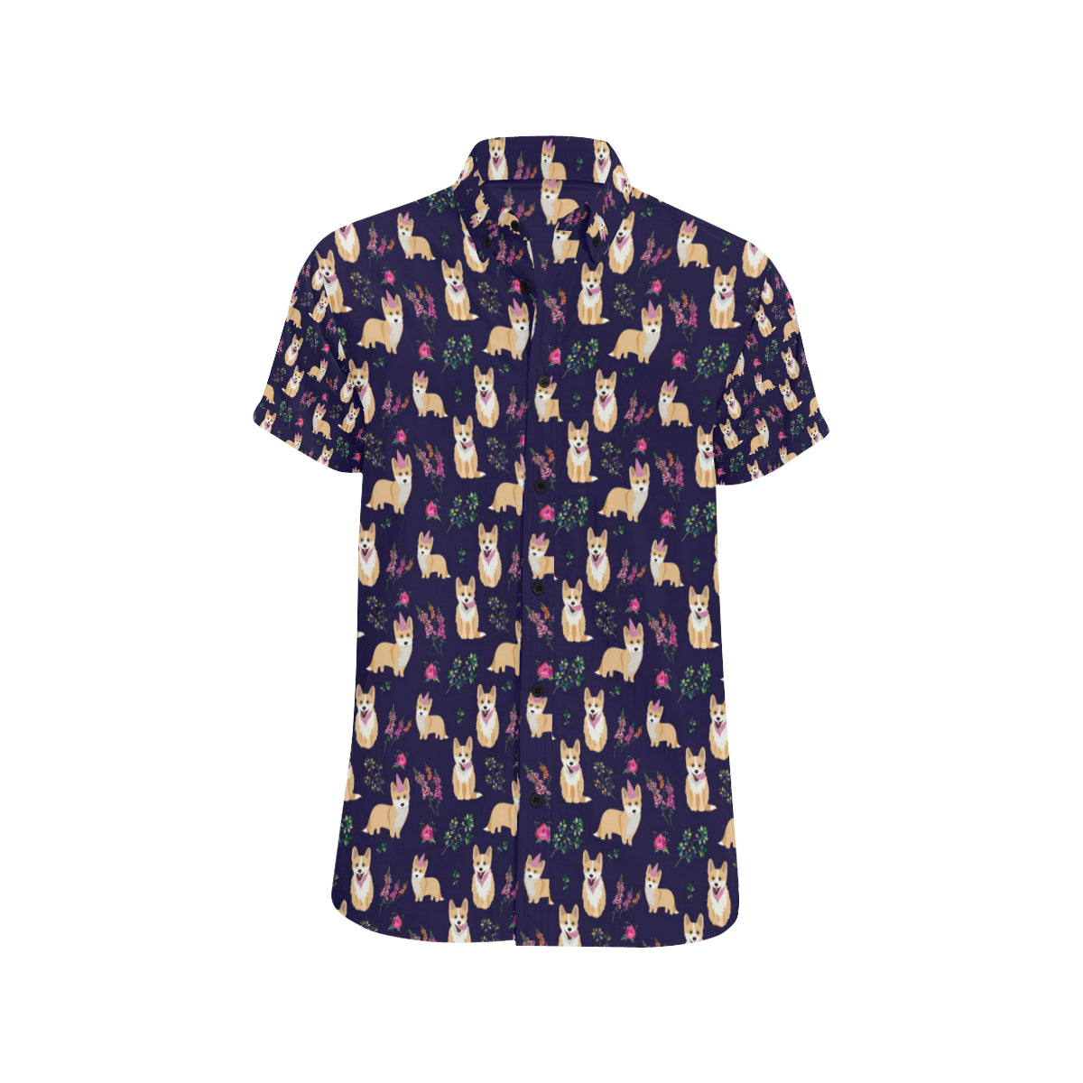 Pembroke Welsh Corgis Pattern Print Design A06 Men's Short Sleeve Button Up Shirt