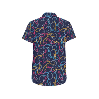 Bowling Pattern Print Design 07 Men's Short Sleeve Button Up Shirt