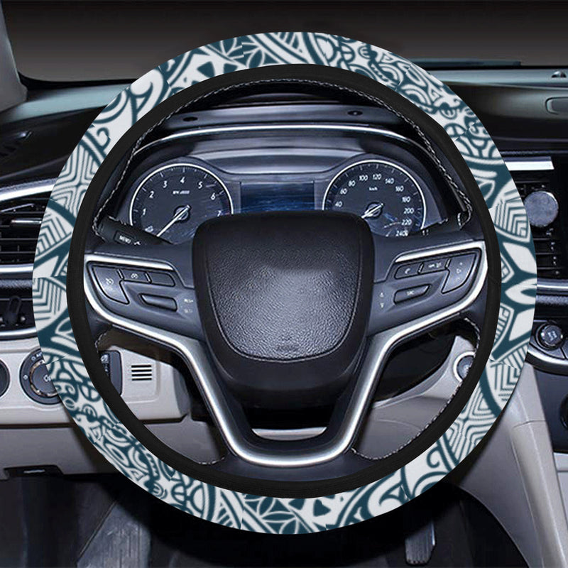 Polynesian Pattern Print Design A03 Steering Wheel Cover with Elastic Edge