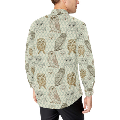 Owl Pattern Print Design A03 Men's Long Sleeve Shirt