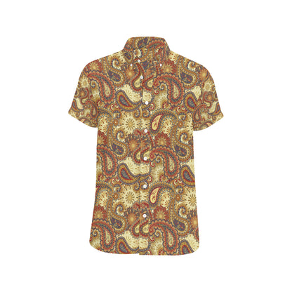Boho Pattern Print Design 08 Men's Short Sleeve Button Up Shirt