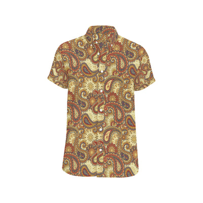 Boho Pattern Print Design 08 Men's Short Sleeve Button Up Shirt