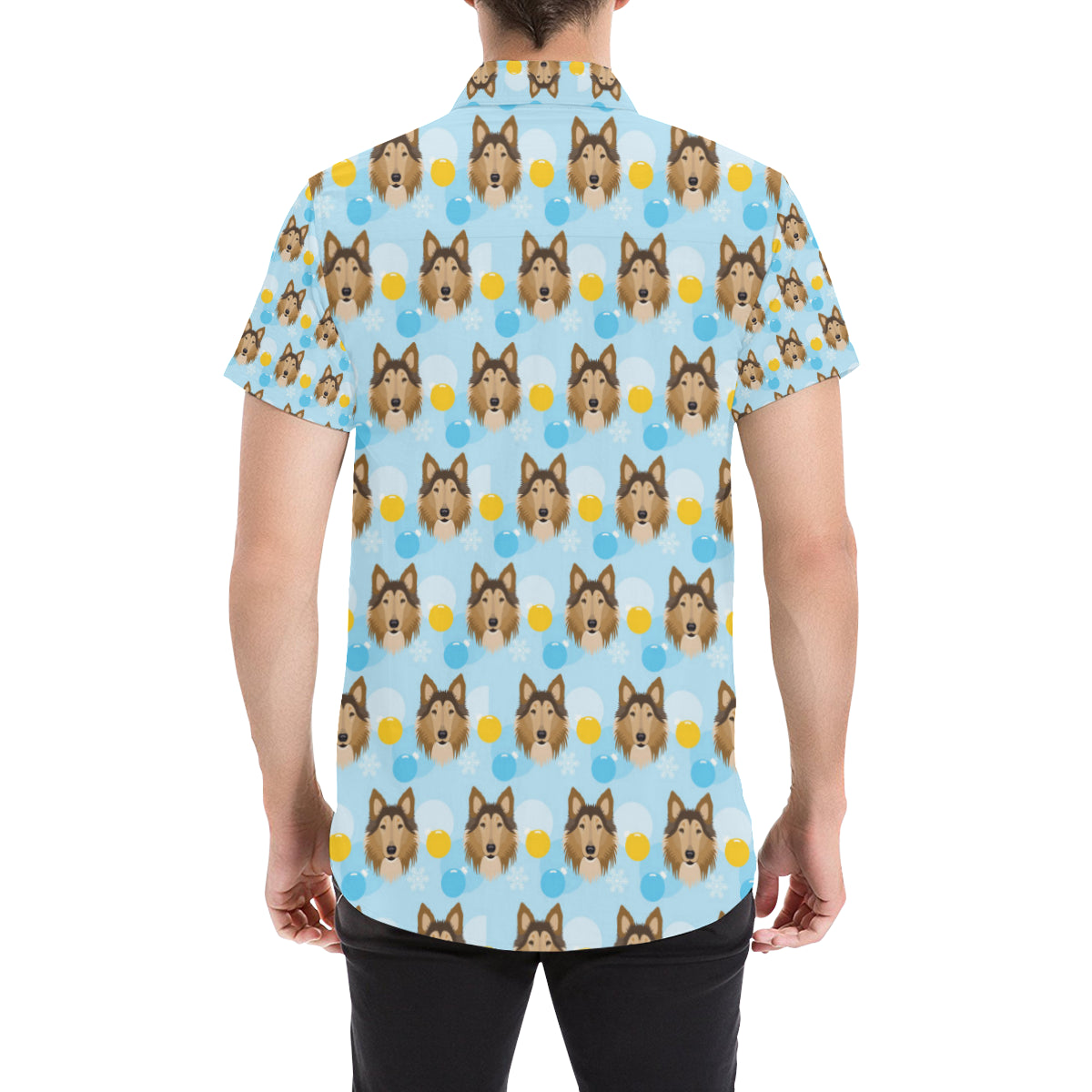 Collies Pattern Print Design 02 Men's Short Sleeve Button Up Shirt