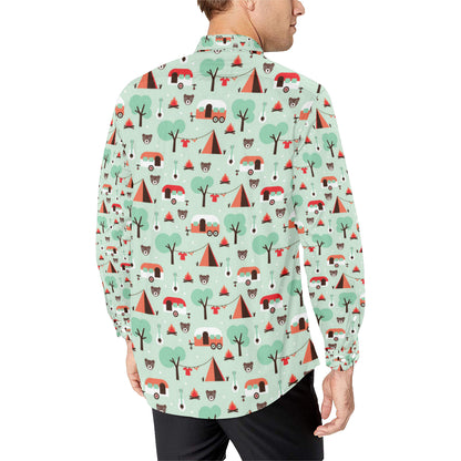 Camper Tent Pattern Print Design 01 Men's Long Sleeve Shirt