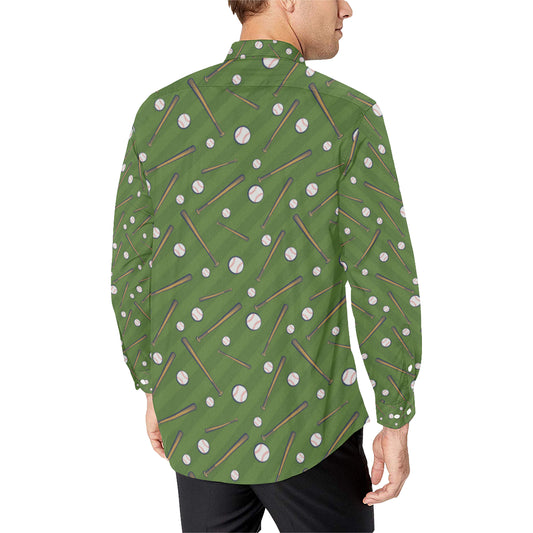 Baseball Pattern Print Design 02 Men's Long Sleeve Shirt
