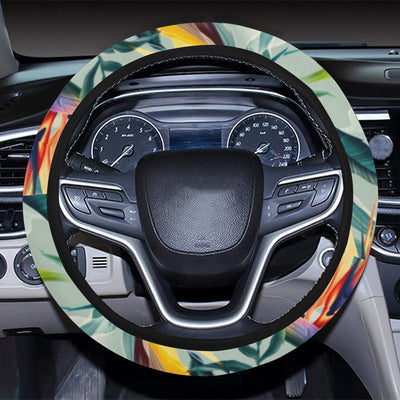Tropical Flower Pattern Print Design TF022 Steering Wheel Cover with Elastic Edge