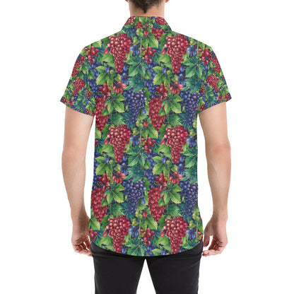 Grape Pattern Print Design GP02 Men's Short Sleeve Button Up Shirt