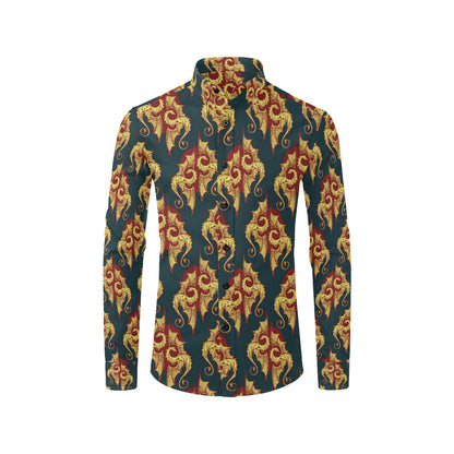 Dragons Gold Design Pattern Men's Long Sleeve Shirt