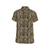 Elegant Gold leaf Print Men's Short Sleeve Button Up Shirt