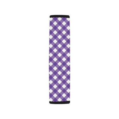 Gingham Purple Pattern Print Design 03 Car Seat Belt Cover