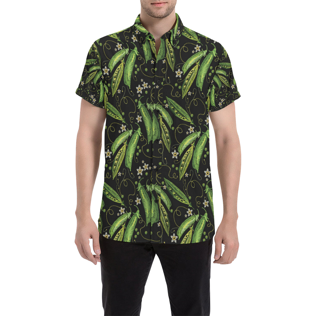 Peas Pattern Print Design A02 Men's Short Sleeve Button Up Shirt