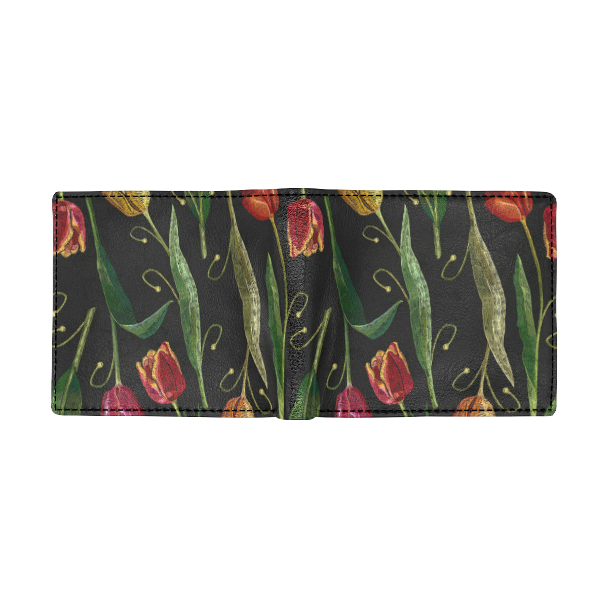 Tulip Embroidered Pattern Print Design TP01 Men's ID Card Wallet