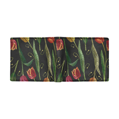 Tulip Embroidered Pattern Print Design TP01 Men's ID Card Wallet