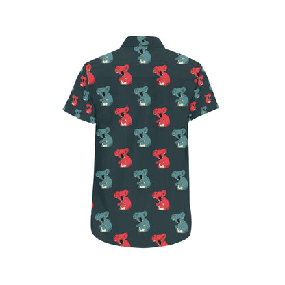 Koala Pattern Print Design 02 Men's Short Sleeve Button Up Shirt