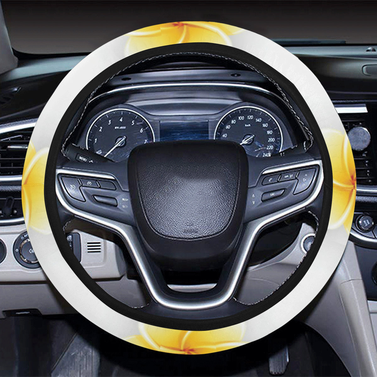Plumeria Pattern Print Design A04 Steering Wheel Cover with Elastic Edge