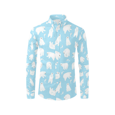 Polar Bear Pattern Print Design PB01 Men's Long Sleeve Shirt